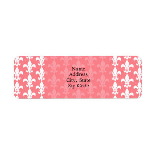 Blush Pink and White Fleur de Lis Pattern Label