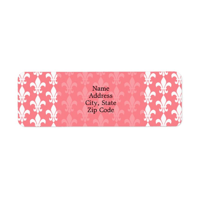 Blush Pink and White Fleur de Lis Pattern Label (Front)