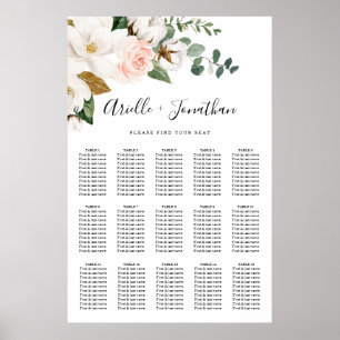 Blush Pink and White Floral Wedding Seating Chart