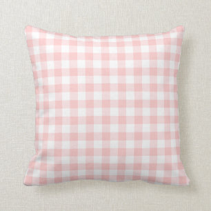 Blush Pink and White Gingham Pattern Throw Pillow