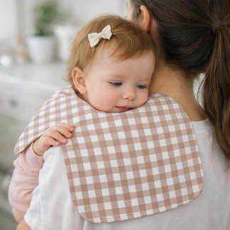 Blush Pink and White Gingham Plaid Pattern Baby Burp Cloth