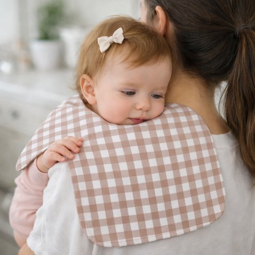 Blush Pink and White Gingham Plaid Pattern Baby Burp Cloth