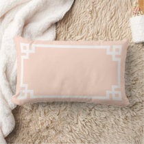 Blush Pink and White Greek Key | Editable Colors Lumbar Pillow