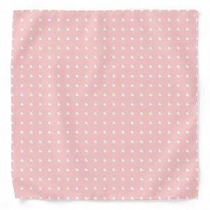 Blush Pink and White Heart Pattern Bandana