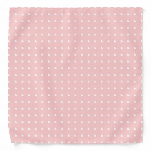 Blush Pink and White Heart Pattern Bandana