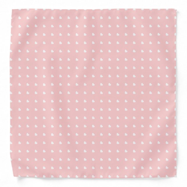 Blush Pink and White Heart Pattern Bandana (Front)