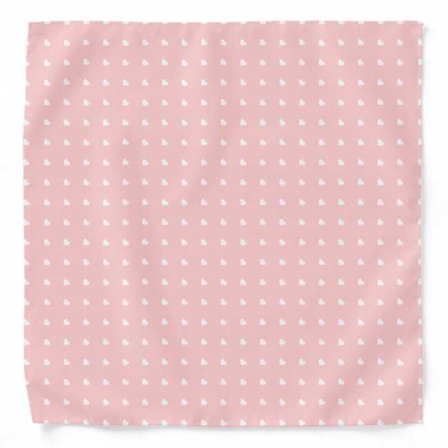 Blush Pink and White Heart Pattern Bandana