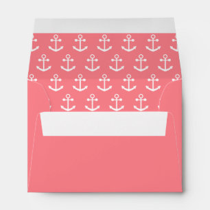 Blush Pink and White Nautical Anchor Pattern Envelope