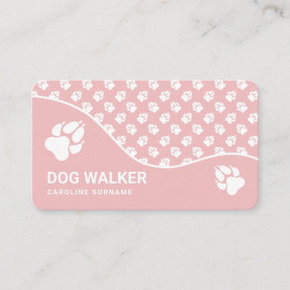 Blush Pink And White Paws Dog Walker Pet Sitting Business Card