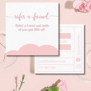 Blush pink and white Referrel Loyalty card