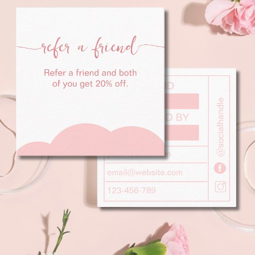 Blush pink and white Referrel Loyalty card