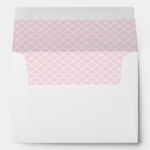 Blush Pink and White Shell Pattern Lined Envelope