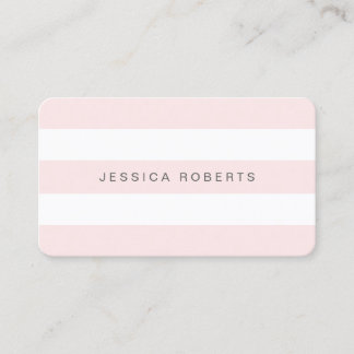 Blush Pink and White Simple Stripes Pattern Business Card