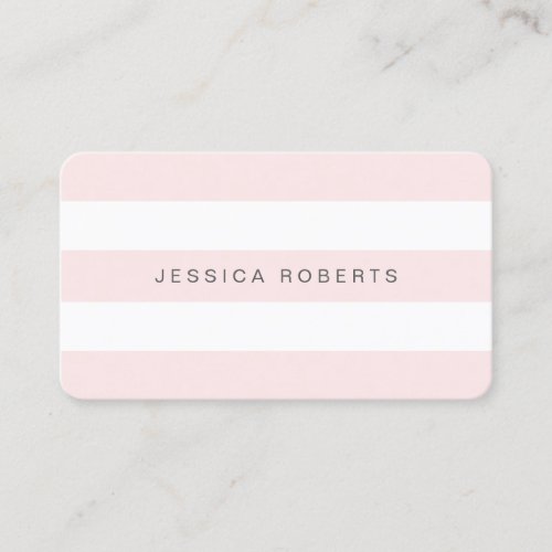 Blush Pink and White Simple Stripes Pattern Business Card
