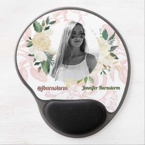Blush Pink and White Social Media Portrait Gel Mouse Pad