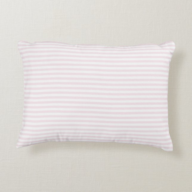 Blush Pink and White Stripes  Decorative Pillow (Back)