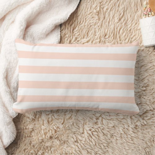 Blush Pink and White Stripes Lumbar Pillow