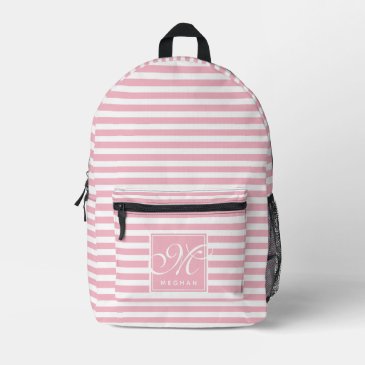Blush Pink and White Stripes - Monogrammed