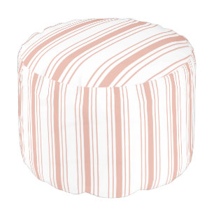 Blush Pink and White Stripes Pattern Pouf