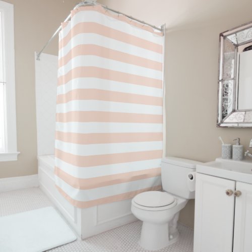 Blush Pink and White Stripes Shower Curtain