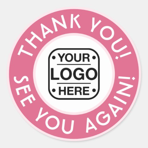 Blush Pink And White Thank You Sticker With Logo