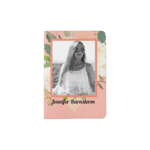 Blush Pink and White Watercolor Roses Passport Holder