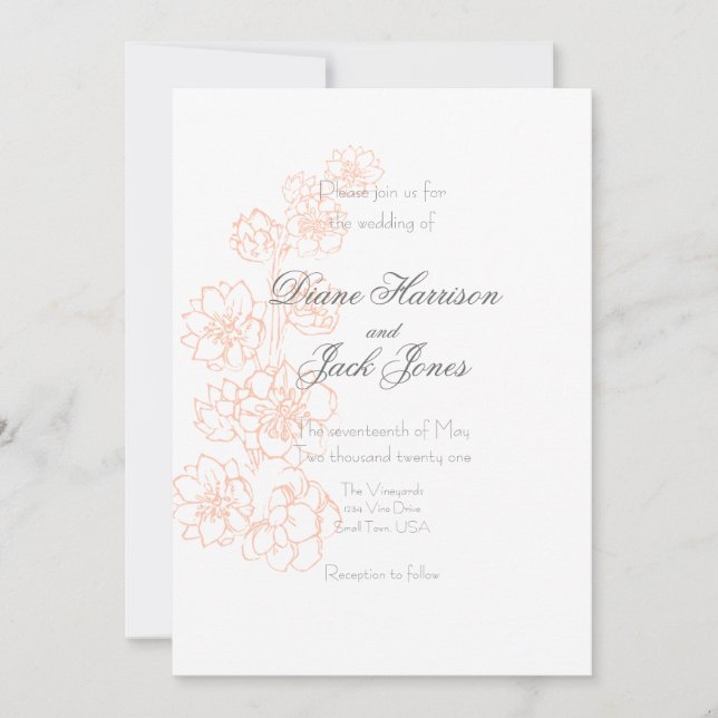 Blush Pink and White Wedding Invitation (Front)
