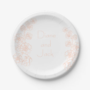Blush Pink and White Wedding Paper Plates