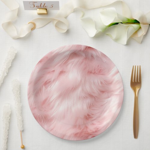 Blush Pink Animal Fur Paper Plates
