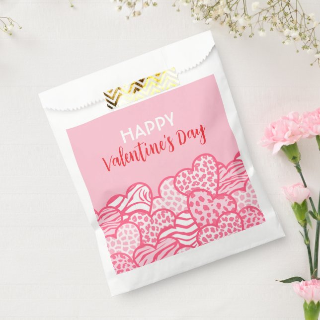 Blush Pink Animal Print Heart Valentines Day Party Favor Bag (Sealed)