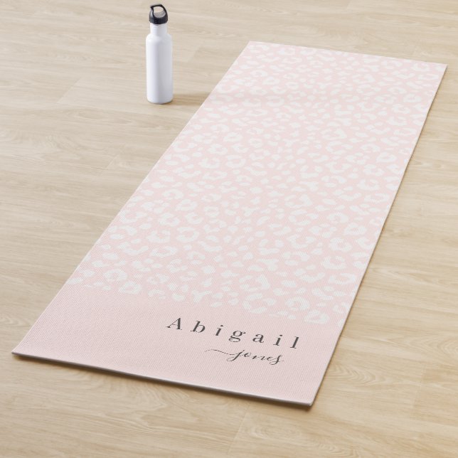 Blush Pink Animal Print Script Name Personalized Yoga Mat (In Situ)