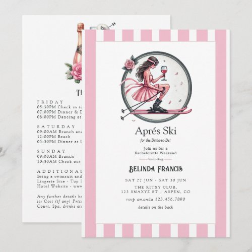 Blush Pink Après Ski Bachelorette Weekend Invitation