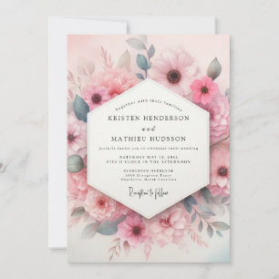 Blush Pink Aquarelle Bloom Wedding Invitation