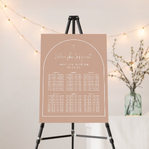 Blush Pink Arch Minimalist Baptism Seating Chart Foam Board