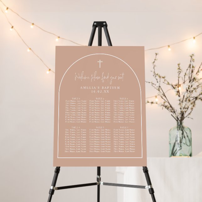 Blush Pink Arch Minimalist Baptism Seating Chart  Foam Board (In Situ (Stand))