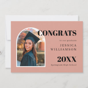 Blush Pink Arch Photo Congrats Graduation Announcement