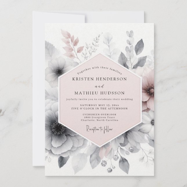 Blush Pink Atmospheric Romantic Wedding Invitation (Front)