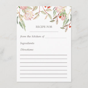 Blush Pink Australian Floral Recipe Card