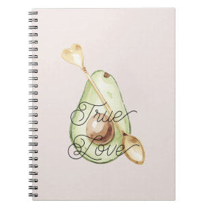Blush Pink Avocado Heart Spoon  Notebook