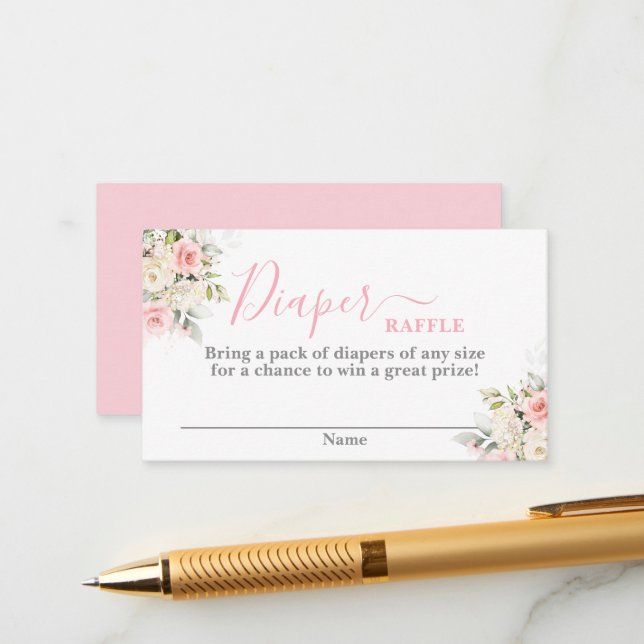 Blush pink Baby Baby Shower Girl Raffle Card (Front/Back In Situ)