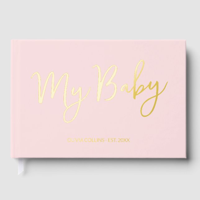 Blush Pink Baby Book Gold Foil Keepsake for Mother (Front)