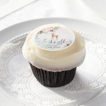 Blush pink baby deer baby its cold outside edible frosting rounds