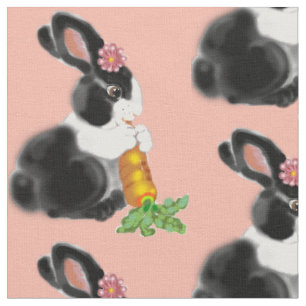 Blush Pink Baby Dutch Bunny Rabbit Vintage Nursery Fabric