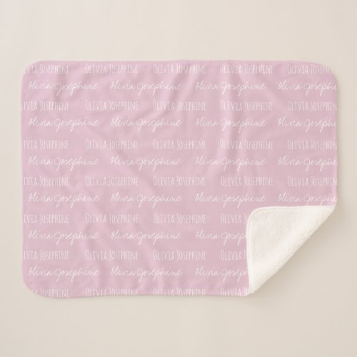 Blush pink Baby Girl Blanket Custom name repeated