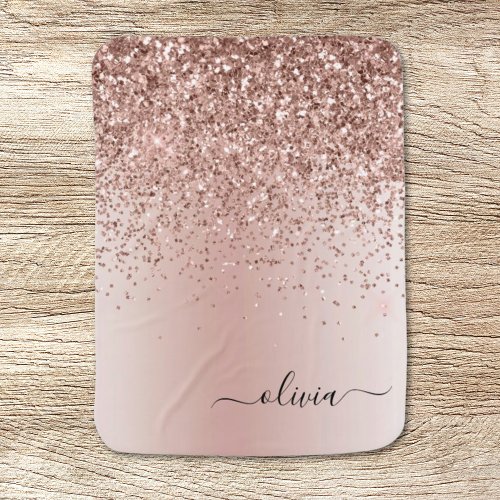 Blush Pink Baby Girl Monogram Rose Gold Baby Blanket