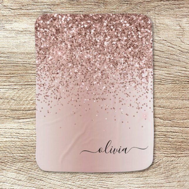 Blush Pink Baby Girl Monogram Rose Gold Blanket (Creator Uploaded)