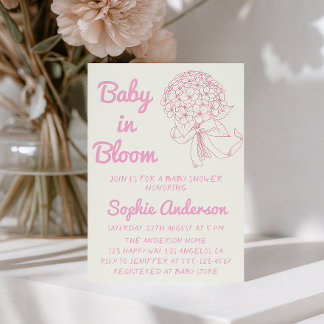 Blush Pink Baby in Bloom Floral Baby Shower Invitation