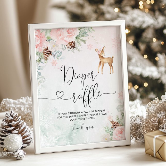 Blush pink Baby it's cold outside diaper raffle Poster (Creator Uploaded)