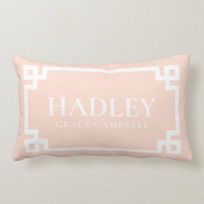 Blush Pink Baby Name Monogram Lumbar Pillow