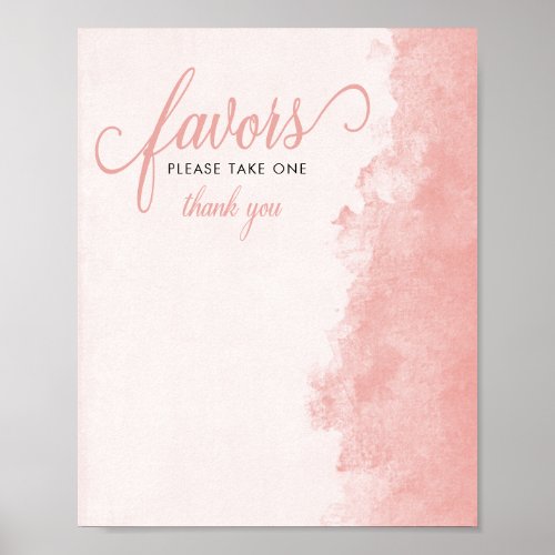 Blush Pink Baby Shower Elegant Calligraphy Favors Poster